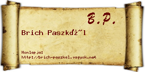 Brich Paszkál névjegykártya